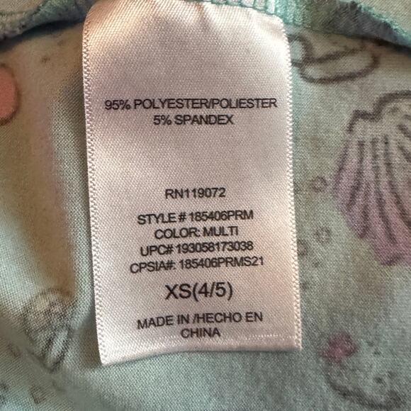 Disney Girls Mermaid Dress XS 4/5 Shell Pattern Sleeveless Ruffle Hem, y2k Retro - Picture 5 of 5